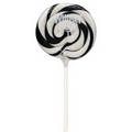 Black and White Whirly Pop with a custom full color label